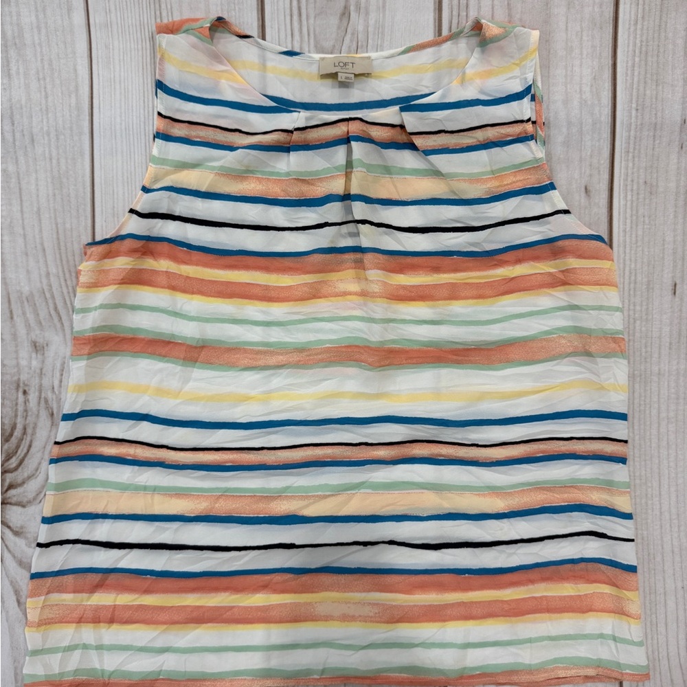 LOFT Colorful Striped Sleeveless Blouse